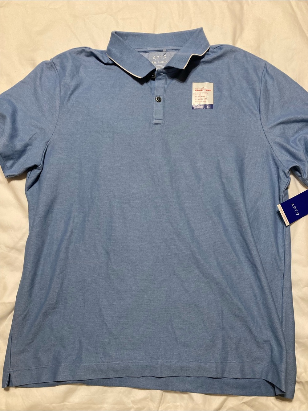 Apt. 9 NWT Men’s Sky Blue Pique Polo with Contrast Collar Trim